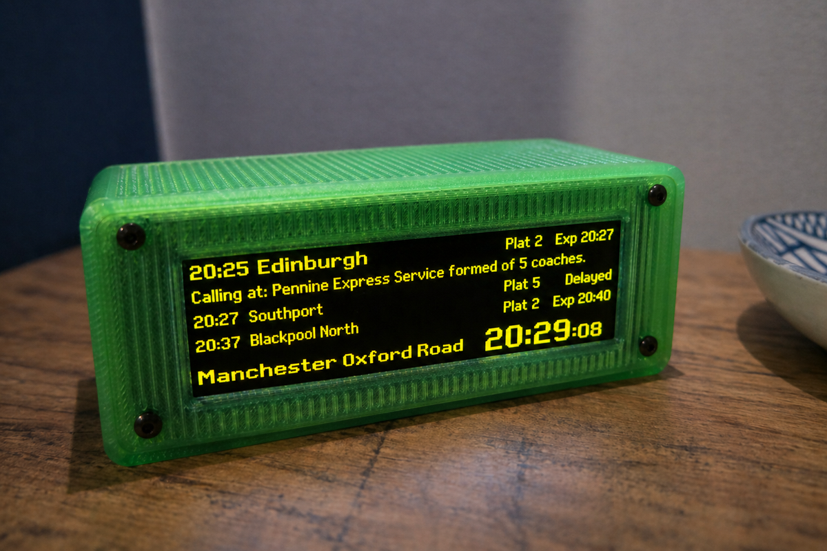 Custom UK Train Departure Board – Live National Rail Updates – Desktop Display